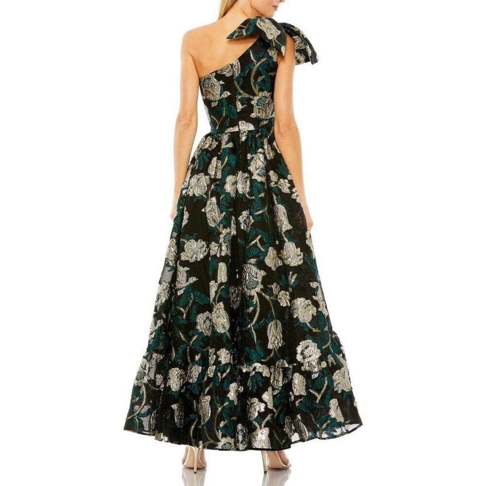 Mac Duggal Black One-Shoulder Floral High-Low Gown - Picture 2 of 3